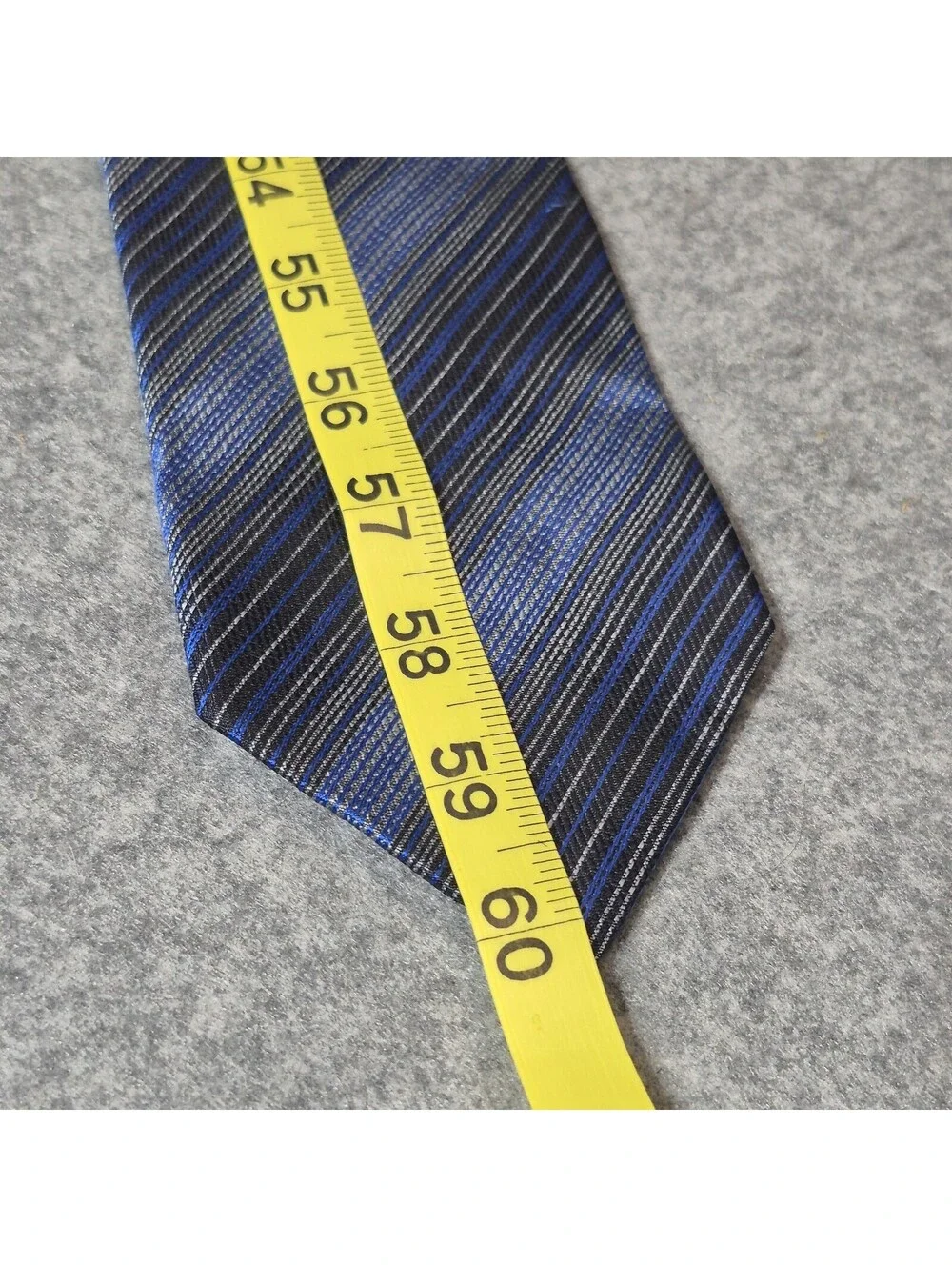Ertu Silk Necktie Classic Blue-Gray-Black Stripes